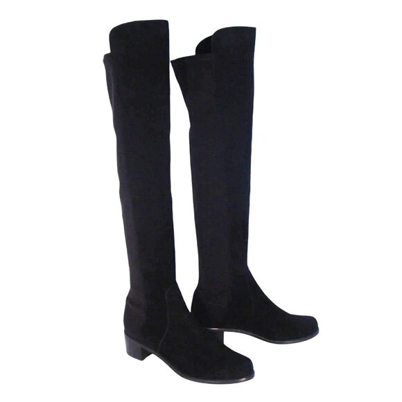 STUART WEITZMAN Reserve $850 Suede OTK Heeled Boots 7.5/38 - NEW - Picture 2 of 9